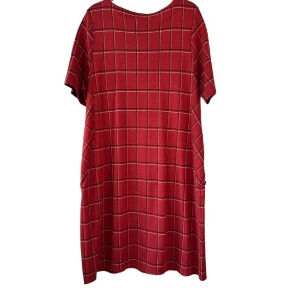 J. Jill Women's XL Ponte Dress Sepia Burgundy Plaid Pockets :) Stretch Business - Picture 12 of 14